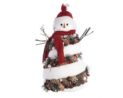 PUPAZZO DI NEVE CON PIGNE  25x20x38cm