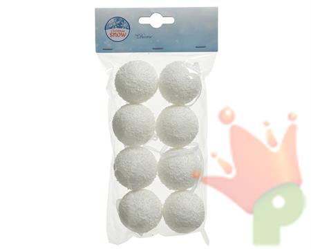 PALLINE DI NATALE POLISTEROLO BIANCO INNEVATE 4 CM 8 PZ