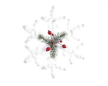 DECORAZIONE PENDENTE FIOCCO DI NEVE CON PIGNA  dia25x4cm