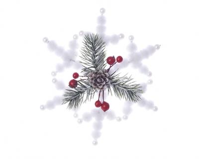 PENDENTE FIOCCO DI NEVE DECORATO dia15x5cm