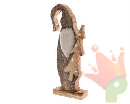FIGURA IN LEGNO BABBO NATALE CON LUCI 7x12x35.5cm