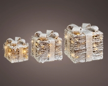 PACCHI REGALO NATURALI LUMINOSI LED INNEVATI SET 3 PZ