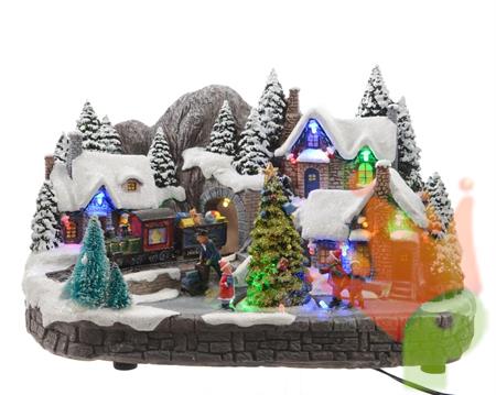 VILLAGGIO CON LUCI E MOVIMENTO 18.5x31x20cm