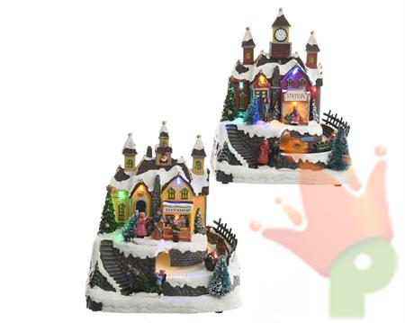 VILLAGGIO CON LUCI E SUONI ASS 15x19x23cm  a batt N43 A-B