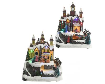 VILLAGGIO CON LUCI E SUONI ASS 15x19x23cm  a batt N43 A-B