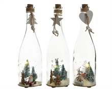 BOTTIGLIA CON SOGGETTI NATALIZI LUMINOSI dia8.5x29cm