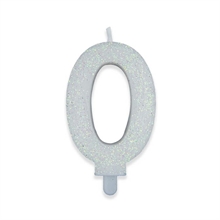 CANDELINA NUMERO 0 DI CERA SWEETY BIANCO GLITTER