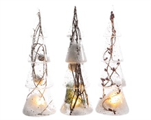 ALBERO IN VETRO CON DECORO NATALIZIO CON LUCI dia8x25cm-2L