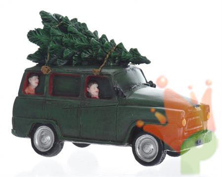 AUTO CON ALBERO E PERSONE  5x12.5x9cm