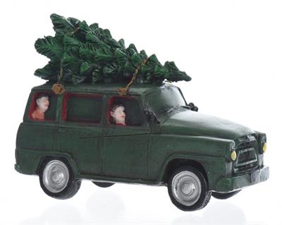 AUTO CON ALBERO E PERSONE  5x12.5x9cm