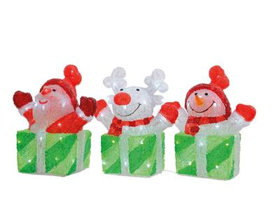 LED acrylic figures 3ass outd cool white 19x32x37cm-32L