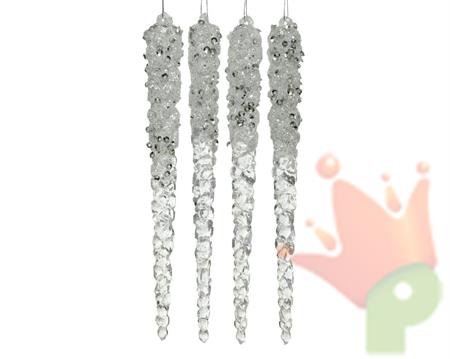 DECORAZIONE PENDENTE GHIACCIOLI 4 PZ  15cm