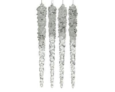 DECORAZIONE PENDENTE GHIACCIOLI 4 PZ  15cm