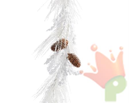 GHIRLANDA NATALIZIA DECORATA CON PIGNE INNEVATA 20x150cm