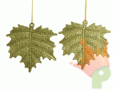 DECORAZIONE FOGLIA GLITTERATA VERDE  0.3x10x10.5cm