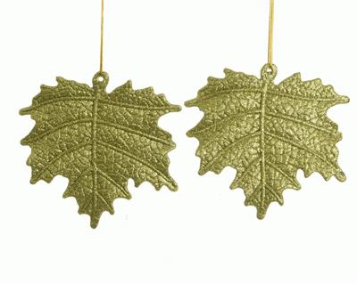 DECORAZIONE FOGLIA GLITTERATA VERDE  0.3x10x10.5cm