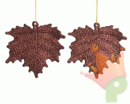 FOGLIA GLITTER MARRONE PENDENTE 2 PZ