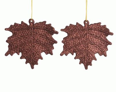 FOGLIA GLITTER MARRONE PENDENTE 2 PZ