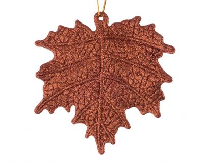DECORAZIONE PENDENTE FOGLIA 2 PZ COL RAME  0.3x10x10.5cm