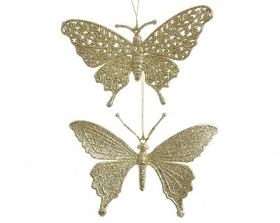 DECORAZIONE PENDENTE FARFALLA ORO ASSORT 1x16x10cm 1x16x10cm