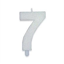CANDELINA NUMERO 7 DI CERA SWEETY BIANCO GLITTER