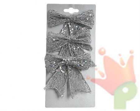 FIOCCO ARGENTO GLITTER 3 PZ 2x9x9cm