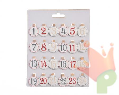CALENDARIO AVVENTO CON MOLLETTE LEGNO 20x17x1cm