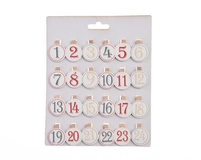 CALENDARIO AVVENTO CON MOLLETTE LEGNO 20x17x1cm