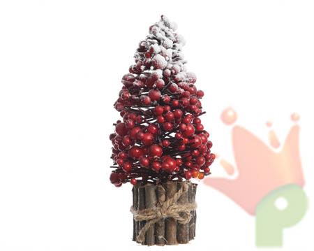 ALBERO IN LEGNO CON BACCHE INNEVATO dia12x28cm