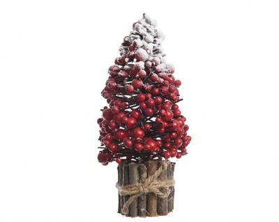 ALBERO IN LEGNO CON BACCHE INNEVATO dia12x28cm