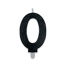 CANDELINA NUMERO 0 DI CERA SWEETY NERO GLITTER