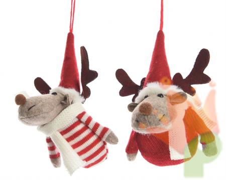 DECORAZIONE PENDENTE RENNA 2 ASS 7.5cm