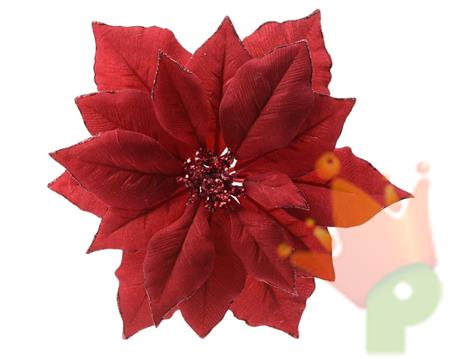 FIORE STELLA DI NATALE ROSSA COL CLIP 24x24x6cm