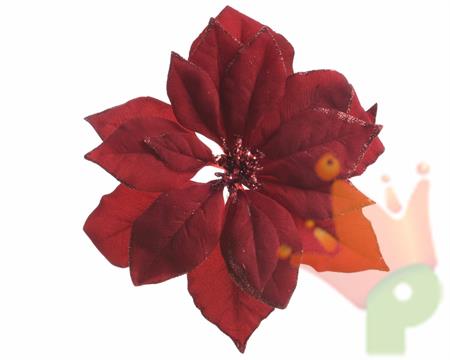 FIORE STELLA DI NATALE BORDEAUX CON CLIP D. 24CM