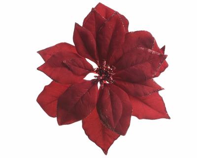FIORE STELLA DI NATALE BORDEAUX CON CLIP D. 24CM