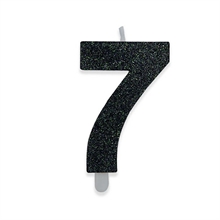 CANDELINA NUMERO 7 DI CERA SWEETY NERO GLITTER