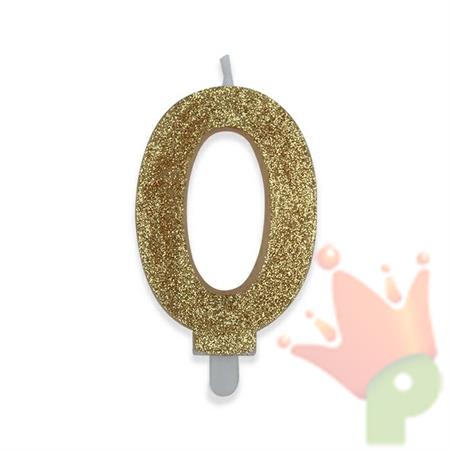 CANDELINA NUMERO 0 DI CERA SWEETY ORO GLITTER