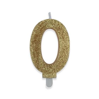 CANDELINA NUMERO 0 DI CERA SWEETY ORO GLITTER