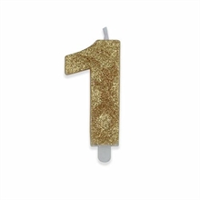 CANDELINA NUMERO 1 DI CERA SWEETY ORO GLITTER