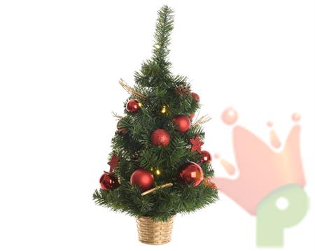 ALBERO IN VASO ADDOBBATO CON PALLE E LUCI ROSSO 60cm-20L