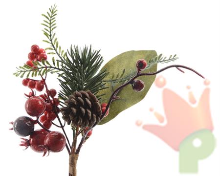 RAMETTO CON BACCHE ROSSE E PIGNA