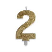 CANDELINA NUMERO 2 DI CERA SWEETY ORO GLITTER