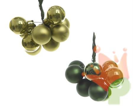 PALLINE DI NATALE A GRAPPOLO VERDE PINO 10 PZ