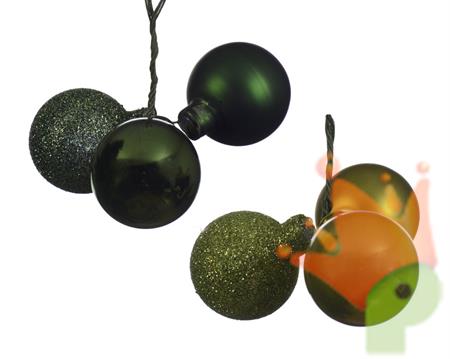 PALLINE DI NATALE A GRAPPOLO VERDE PINO 3 PZ