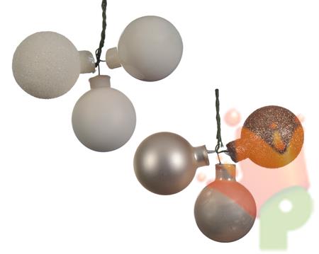 PALLINE DI NATALE A GRAPPOLO PERLA 3 PZ