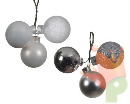 PALLINE DI NATALE A GRAPPOLO ARGENTO 3 PZ