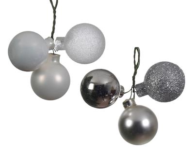 PALLINE DI NATALE A GRAPPOLO ARGENTO 3 PZ