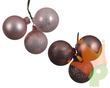 PALLINE DI NATALE ROSA A GRAPPOLO 3 PZ