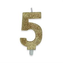 CANDELINA NUMERO 5 DI CERA SWEETY ORO GLITTER