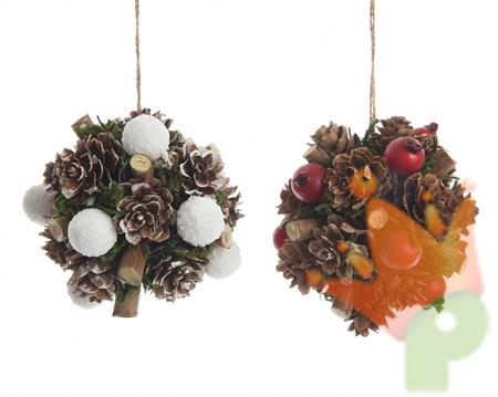 PALLA DECORATA NATURALE  2cls assorted dia9cm